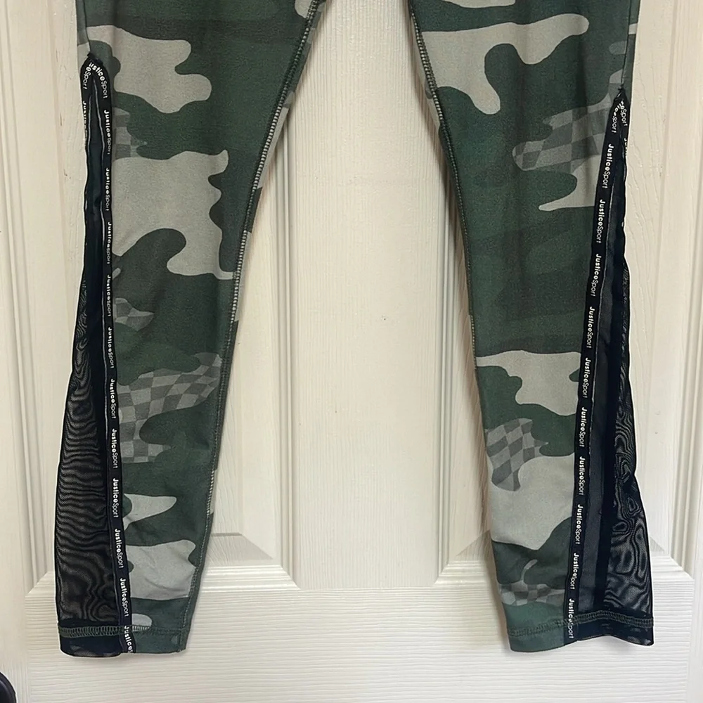 Justice sport leggings. Size large (12-14). Camo. Mesh on the lower leg.